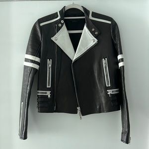 Diesel black gold leather genuine jacket